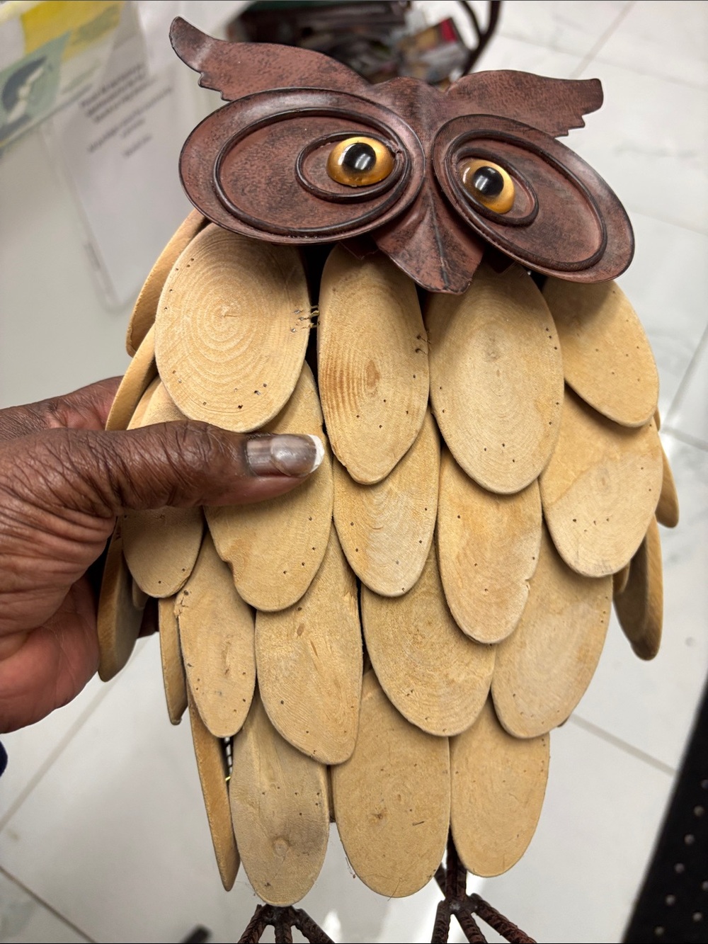 Wooden Owl Figurine -NWOT